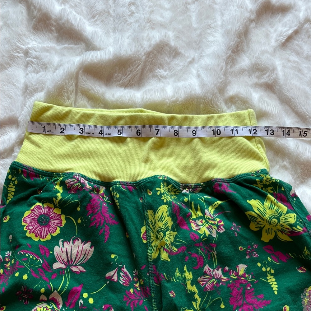 Free people movement Floral Green and Yellow Women's athletic Shorts - Picture 6 of 15